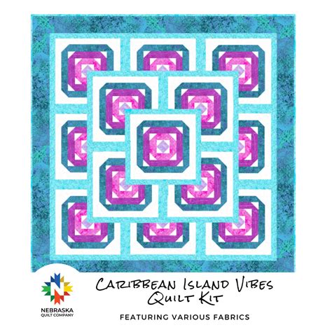 Caribbean Island Vibes Quilt Kit Featuring Various Fabrics
