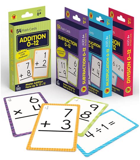 Carson Dellosa 4 Pack Math Facts Flash Cards Ages 6 Addition And Subtraction Flash Cards And