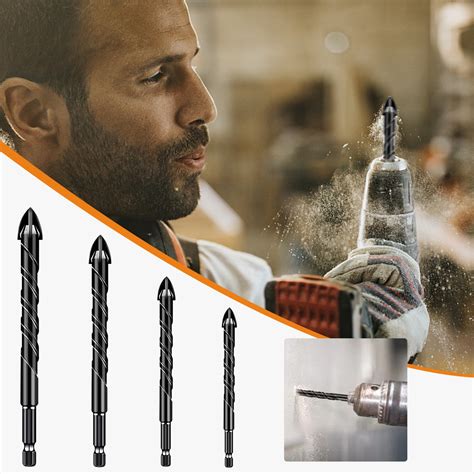 Ceramic Tile Drill Bit 4 Blade Hexagonal Handle Brick Wall Cement Perforated Drill Alloy Steel Ceramic Tile Drill Bit 4 Blade Hexagonal Handle Brick Wall Cement Perforated Drill Alloy Steel