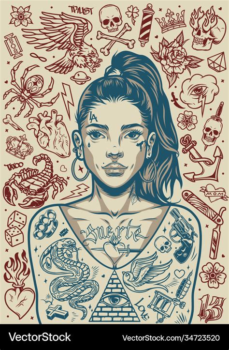 Chicano Girl With Tattoos Royalty Free Vector Vectorstock Chicano Girl With Tattoos Royalty Free Vector Vectorstock