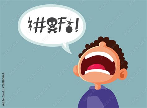 Child Using Foul Bad Language Vector Cartoon Character Illustration Kid Cursing Using Obscene Child Using Foul Bad Language Vector Cartoon Character Illustration Kid Cursing Using Obscene