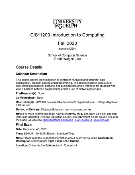 Cis 1200 U Of G Introduction To Computing Studocu