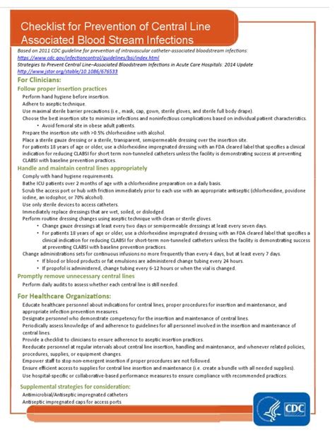 Clabsi Prevention Checklist Pdf