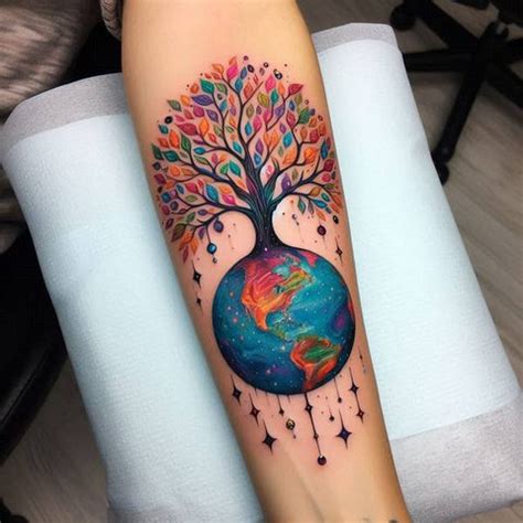 World Tree Cleavage Tattoo Design