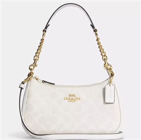 Coach Bags Nwt Coach Laurel Shoulder Bag In Signature Canvas Cv975 White Chalk Poshmark Coach Bags Nwt Coach Laurel Shoulder Bag In Signature Canvas Cv975 White Chalk Poshmark