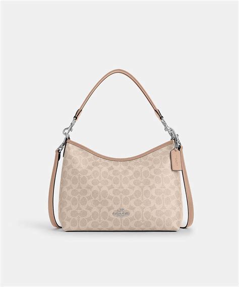Coach Laurel Shoulder Bag In Signature Canvas Cv975 Svpwh Line Shopping Coach Laurel Shoulder Bag In Signature Canvas Cv975 Svpwh Line Shopping
