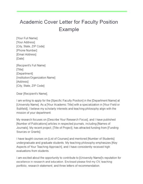 Cover Letter For University Faculty Position Writing A Cover Letter For A Faculty Position Is