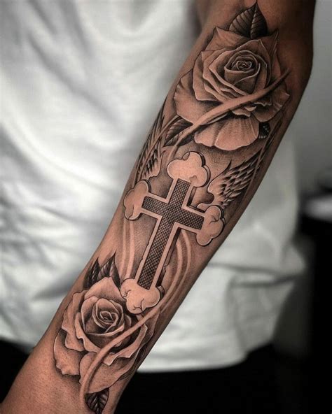 Cross Tattoo With Flowers Forearm Tattoo Ideas