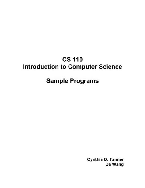 Cs 110 Introduction To Computer Science Sample Programs Cs 110 Introduction To Computer Science Sample Programs