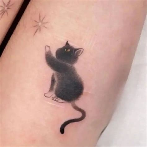 Cute Black Cat Tattoo Stickers For Women Man Arm Art Temporary Tattoos Waterproof Fake Tattoo