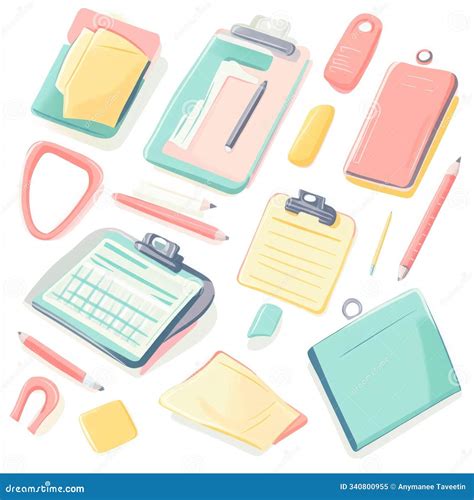 Cute Office Supplies Illustration In Pastel Colors Stock Illustration Illustration Of Creative Cute Office Supplies Illustration In Pastel Colors Stock Illustration Illustration Of Creative