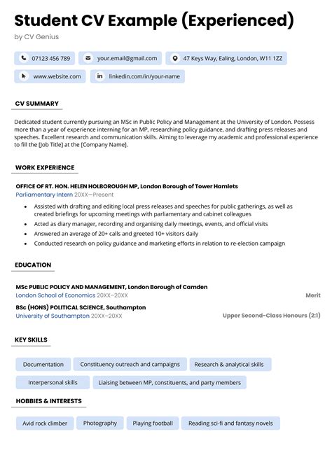 Cv Examples Student At Nicholas Dahlke Blog Cv Examples Student At Nicholas Dahlke Blog