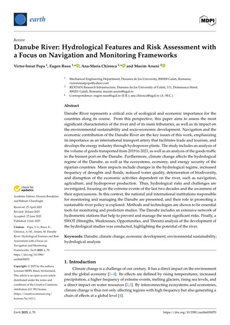 Danube River Hydrological Features And Risk Assessment With A Focus On Navigation And Monitoring Frameworks Danube River Hydrological Features And Risk Assessment With A Focus On Navigation And Monitoring Frameworks