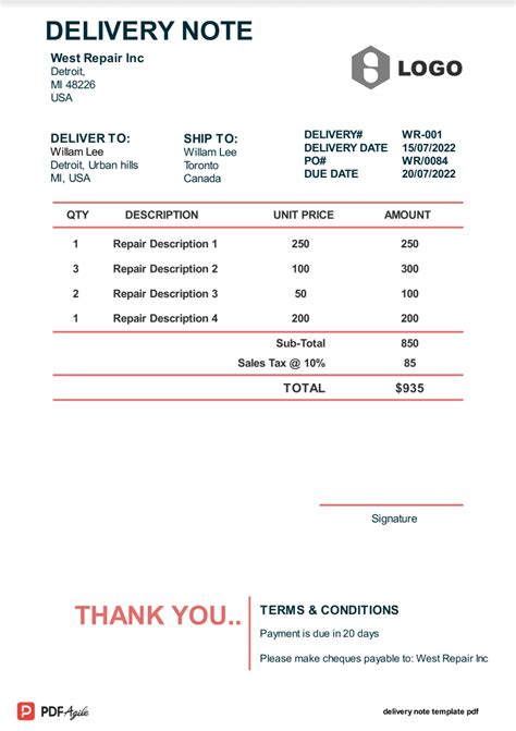 Delivery Note Template And Tips Pdf Agile Delivery Note Template And Tips Pdf Agile