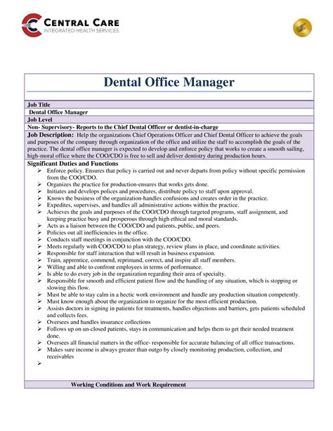 Dentist Office Manager Job Description Office Staff For Dental Practice Dentist Office Manager Job Description Office Staff For Dental Practice