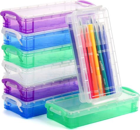 Double Layer Large Capacity Pencil Case Plastic Clear Boxes With Snap Tight Lid Stackable Double Layer Large Capacity Pencil Case Plastic Clear Boxes With Snap Tight Lid Stackable