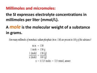 Electrolyte And Milliequivalent And Millimole Pptx Electrolyte And Milliequivalent And Millimole Pptx