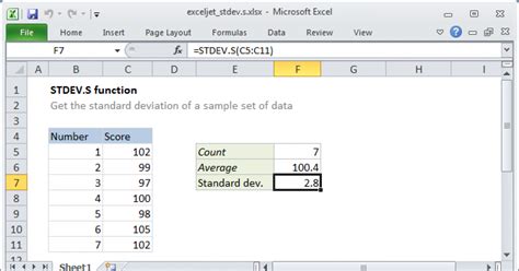 Excel Stdev Function Exceljet Excel Stdev Function Exceljet