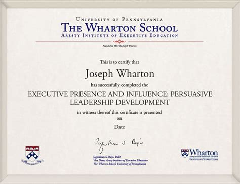 Executive Presence And Influence At Wharton Online Certificate And Training Program Executive Presence And Influence At Wharton Online Certificate And Training Program