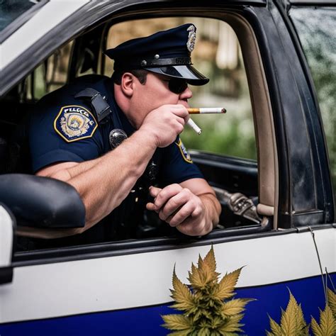 Fat Weed Joint Smoking Police Officer Sitting In His Police Car His Joint Is Lit And Smoking Fat Weed Joint Smoking Police Officer Sitting In His Police Car His Joint Is Lit And Smoking