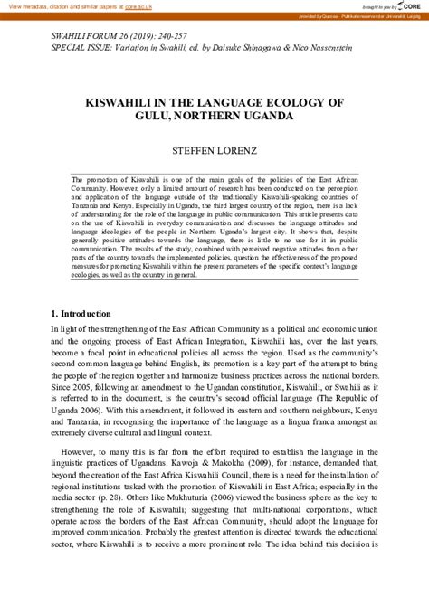 Figure 2 From Kiswahili In The Language Ecology Of Gulu Figure 2 From Kiswahili In The Language Ecology Of Gulu