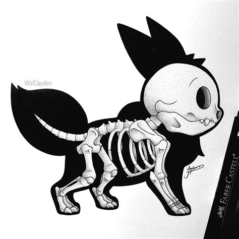 Finally Got The New Eevee Skeleton Finished I M Planning On Doing Some Halloween Stuff Soon Pokemon Eevee Skeleton Anatomy Fanart Drawing Penandink Videogames Traditionalart Inkdrawing Fabercastell Stippling Skeletonart Pokemonart