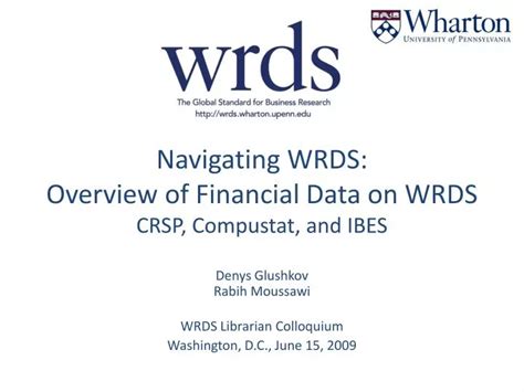 Financial Data On Wrds Introduction Training Financial Data On Wrds Introduction Training