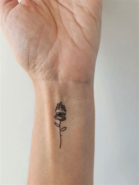 Fire Rose Temporary Tattoo Etsy Fire Rose Temporary Tattoo Etsy
