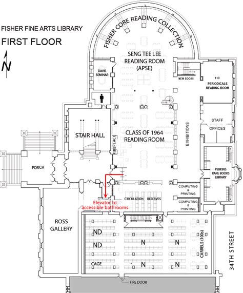 Floor Plans Fisher Fine Arts Library First Floor