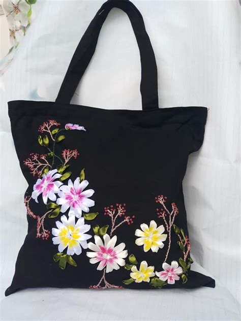 Floral Embroidered Tote Bag Floral Embroidered Tote Bag