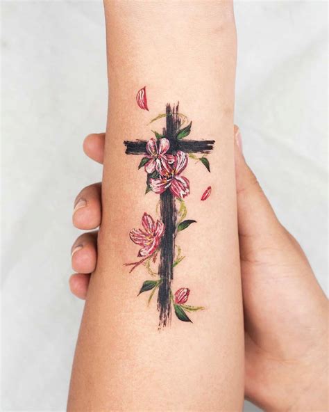 Flower Cross Tattoo