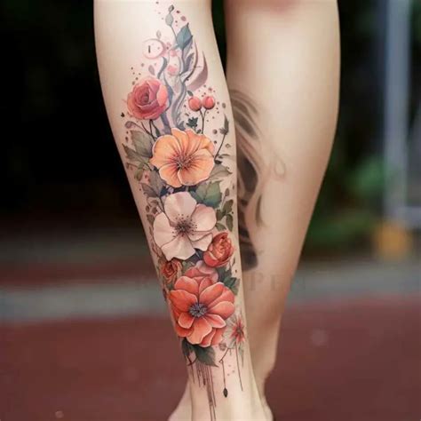 Flower Tattoo Leg Designs