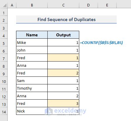 Formula To Find Duplicates In Excel 6 Easy Ways Exceldemy