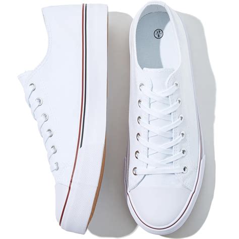 Fracora Womens White Canvas Sneakers Low Top Canvas Shoes For Men Fashion Unisex Sneakers White