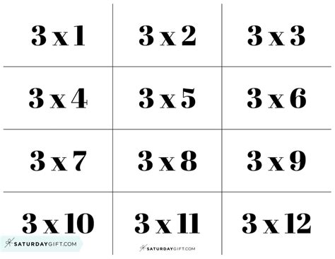 Free Printable Multiplication Flash Cards Saturdaygift