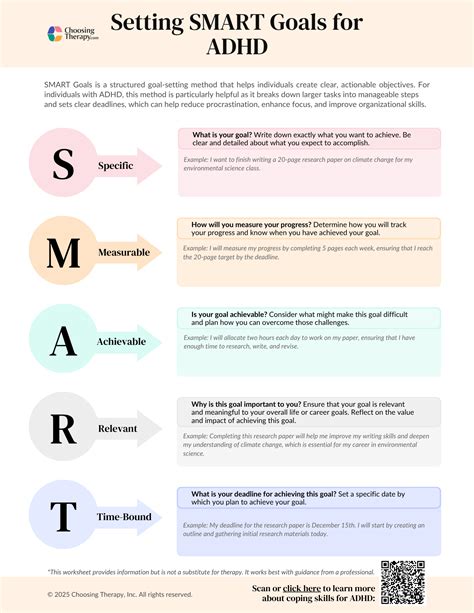 Free Smart Goals For Adhd Worksheet Pdf Download Choosingtherapy Com
