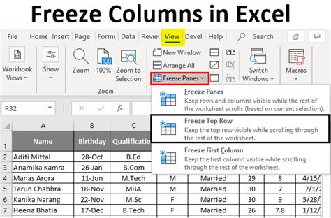 Freeze Rows And Columns In Excel With Examples