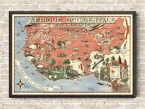 Fun Map Of French West Africa Digital Download Printable Vintage Old Pictorial Map Illustration African Wall Art D Cor Adventure Travel Map Etsy Uk