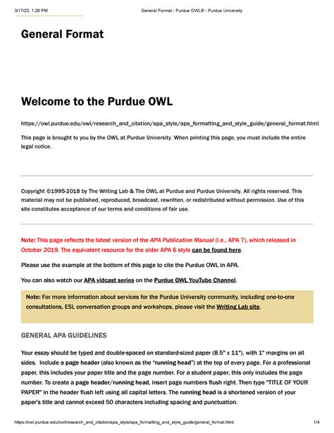 General Format Purdue Owl Purdue University