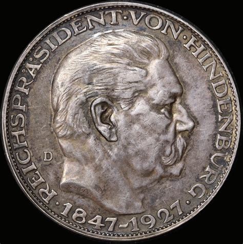 Germany Weimar Republic 1927 A Silver 5 Sterling Currency Germany Weimar Republic 1927 A Silver 5 Sterling Currency