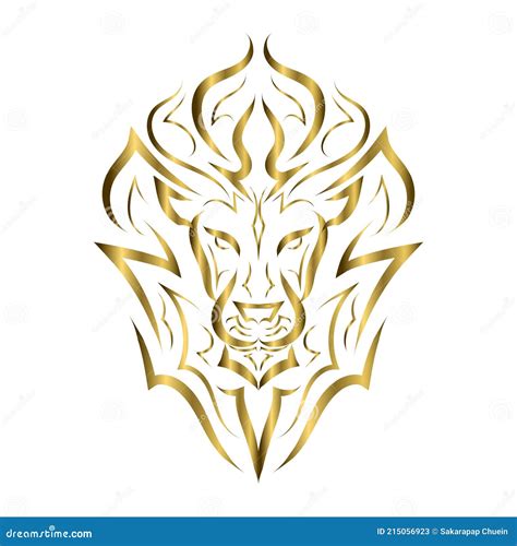 Gold Line Art Of The Front Of The Lion S Head It Is Sign Of Leo Zodiac