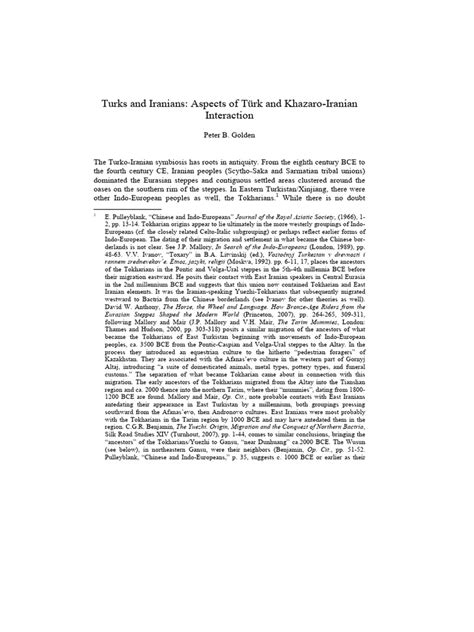 Golden Peter B Turks And Iranians Aspects Of Turk And Khazaro Iranian Interaction Pdf