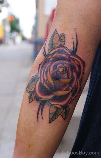 Graceful Rose Flower Tattoo On Elbow Tattoos Designs
