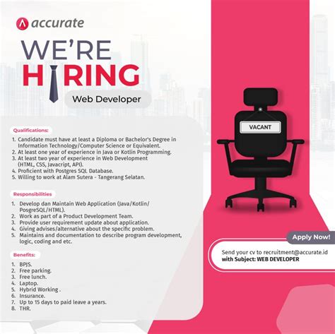 Hai Linkedin We Are Looking For Web Developer To Join Our Team In Pt Cipta Piranti Sejahtera Accurate Indonesia Please Check This Opportunity And Send Your Newest Cv Now Can T Wait