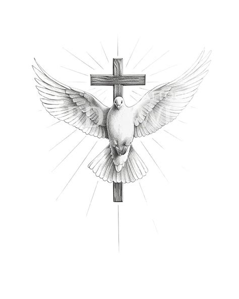 Holy Spirit Dove And Cross Tattoo Design