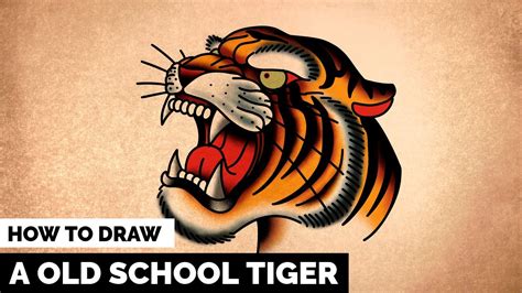 How To Draw A Old School Tiger Tattoo Drawing Tutorial