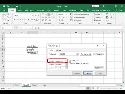How To Find In Excel Sheet Amp Entire Workbook Find Amp Replace Youtube