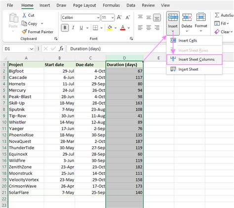 How To Insert Column In Excel With Keyboard Design Talk