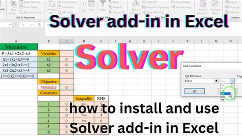 How To Install And Use Solver Add In In Excel Youtube How To Install And Use Solver Add In In Excel Youtube