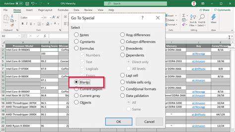 Remove Empty Cells Excel